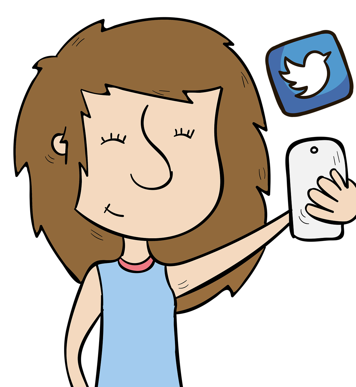 Texting Girl Using Mobile Phone Clipart Transparent PNG