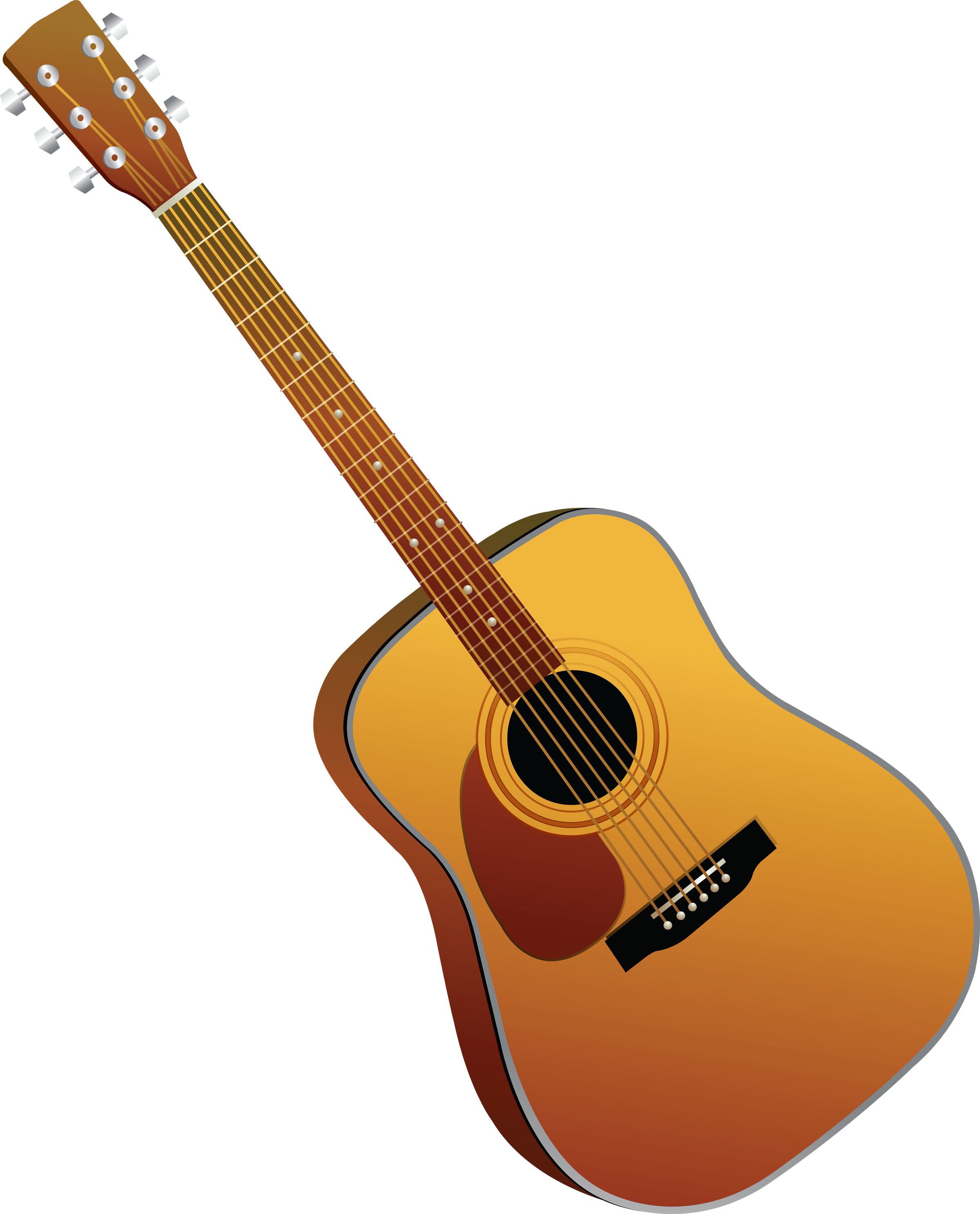 Vector Acoustic Guitar Golden PNG