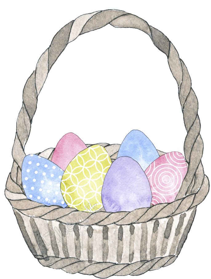 Vector Easter Egg Basket PNG Image