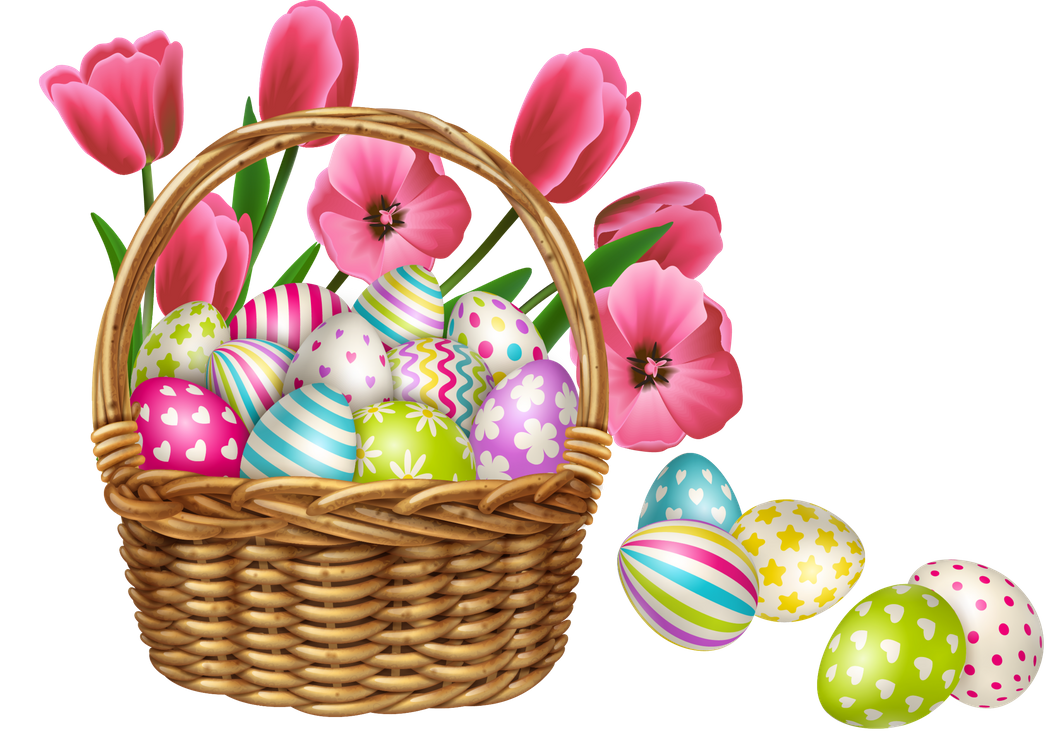Vector Easter Egg Basket PNG Transparent Image