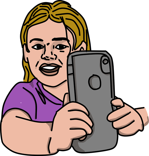 Vector Girl Using Mobile Phone Transparent PNG