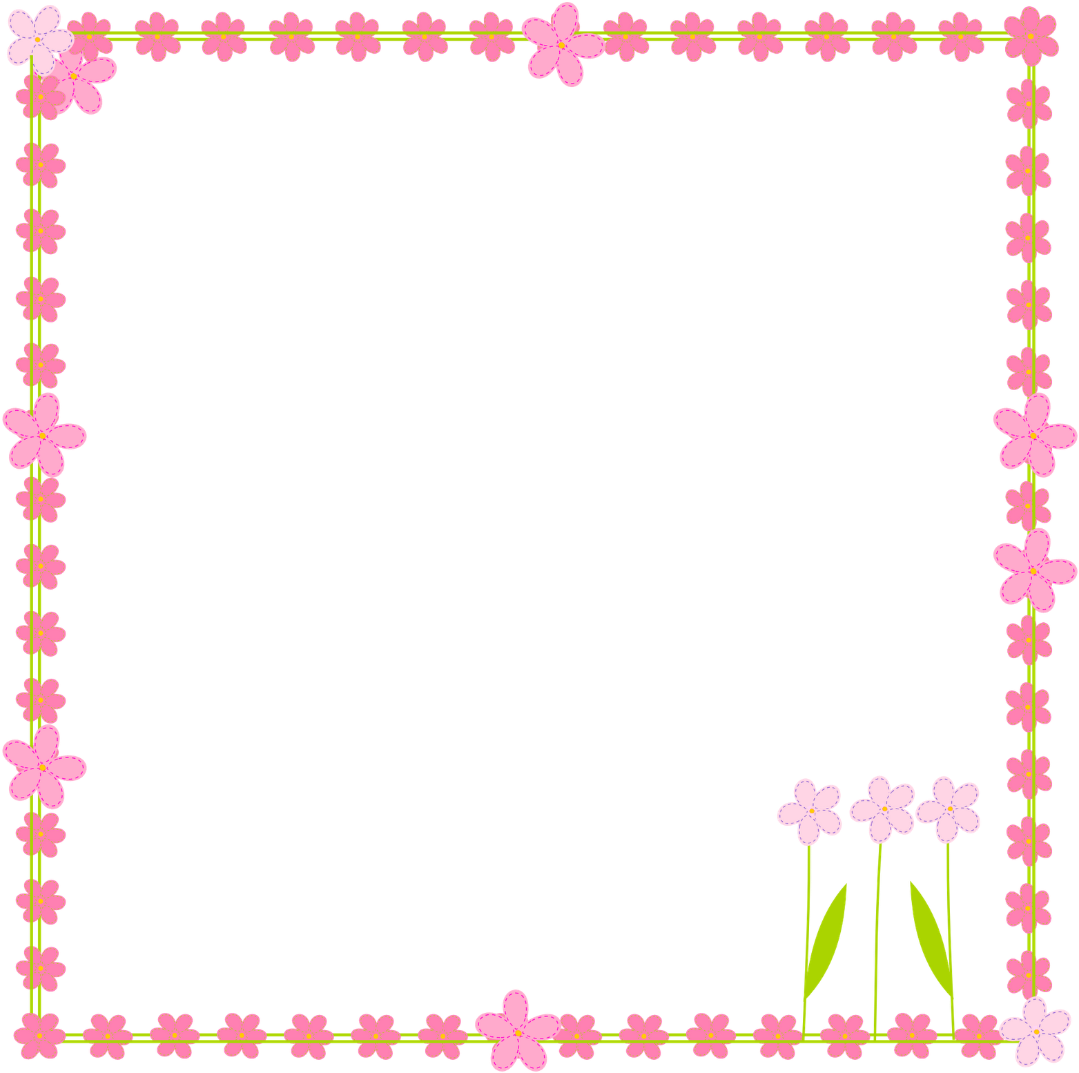 Vector Square Flower Border Frame PNG File