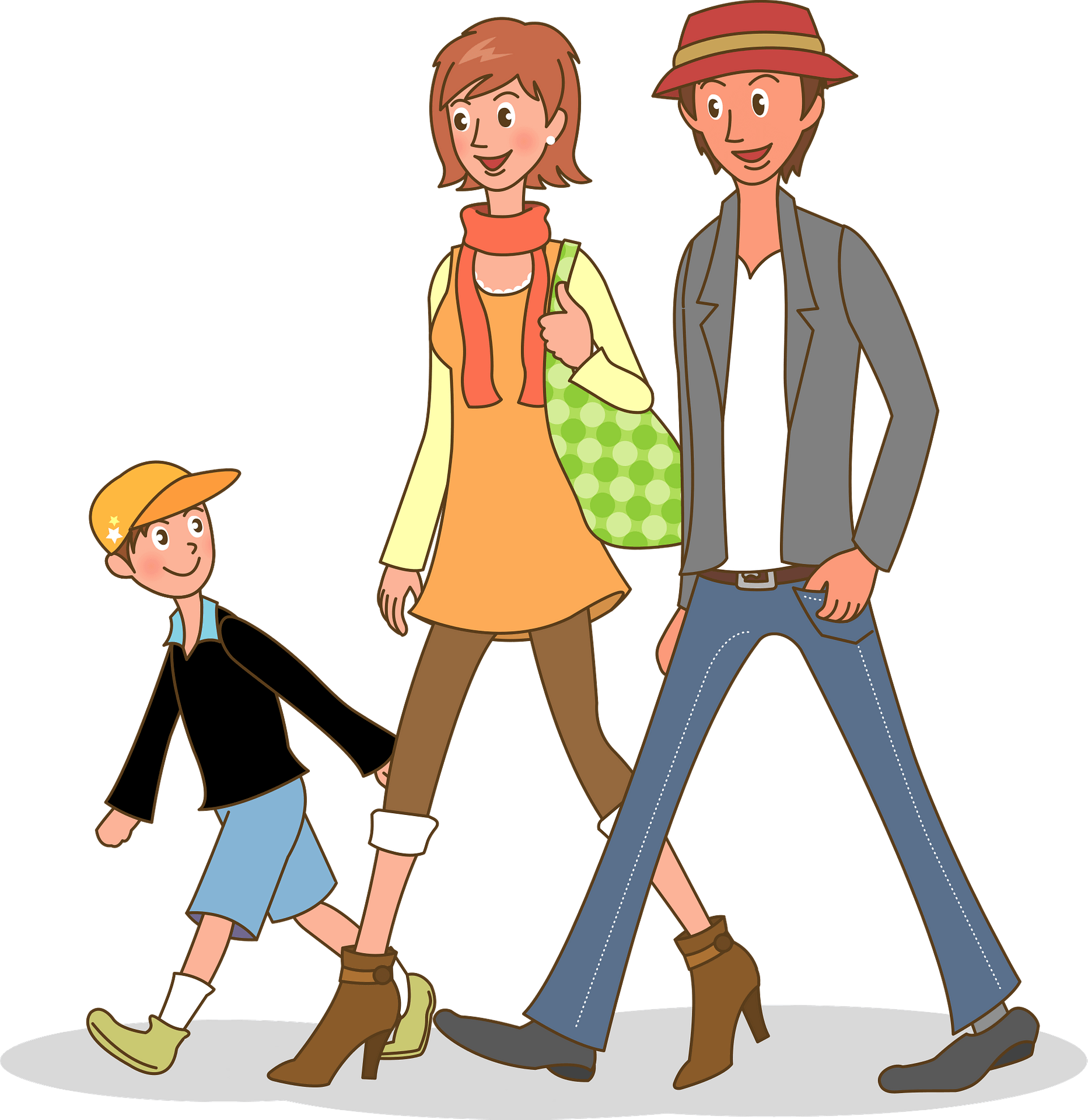 Vector Walking Family PNG Pic