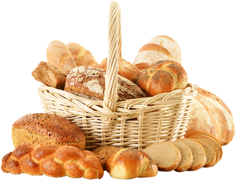 Wheat Bread Slices Wicker Basket PNG File