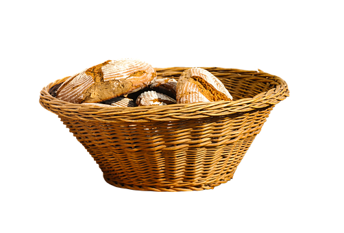 Wheat Bread Slices Wicker Basket PNG Image