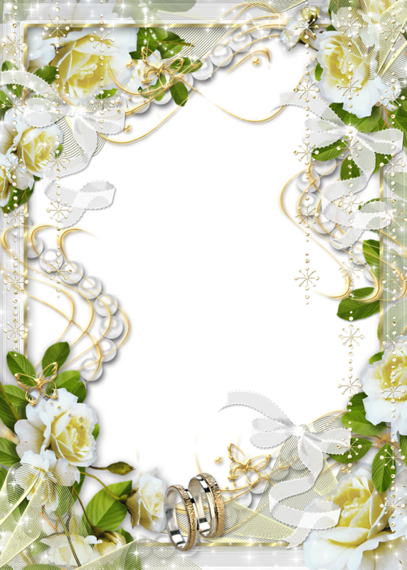 White Flowers Frame PNG