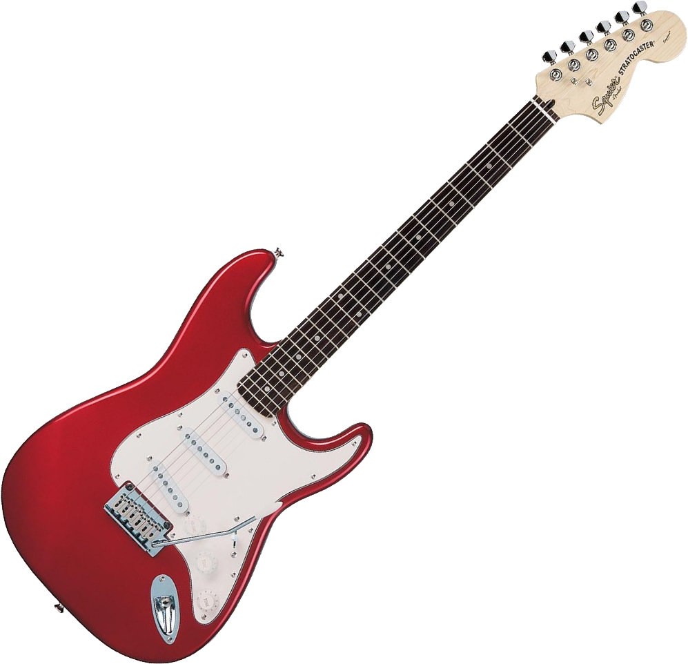 Wooden Red Electric Guitar PNG