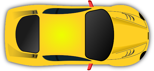 Vista superior de Ferrari amarela PNG transparente