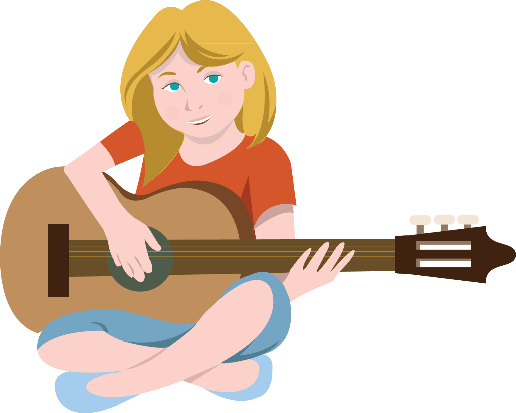 Acoustic Guitar Girl PNG Transparent Image