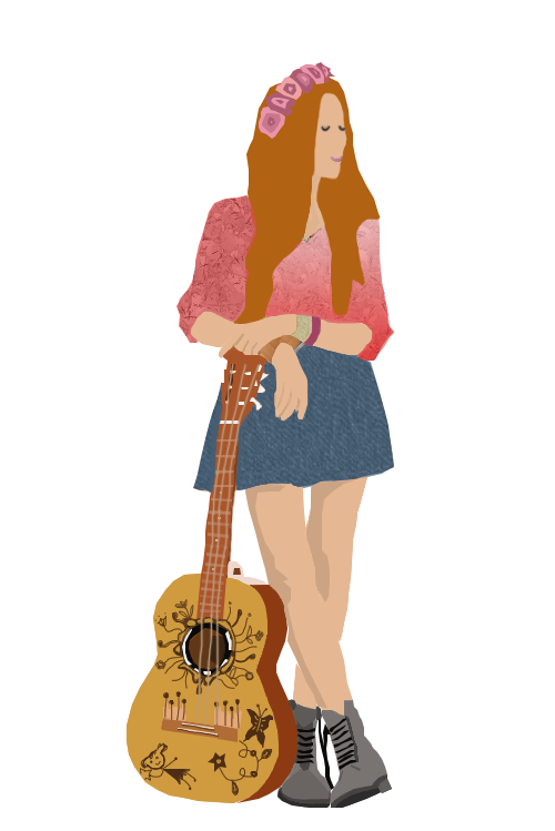 Акустическая гитара девушка прозрачный PNG