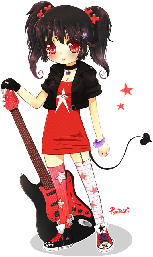Anime Guitar Girl PNG Clipart