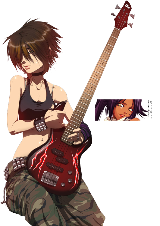 Anime Guitar Girl PNG Transparent Image