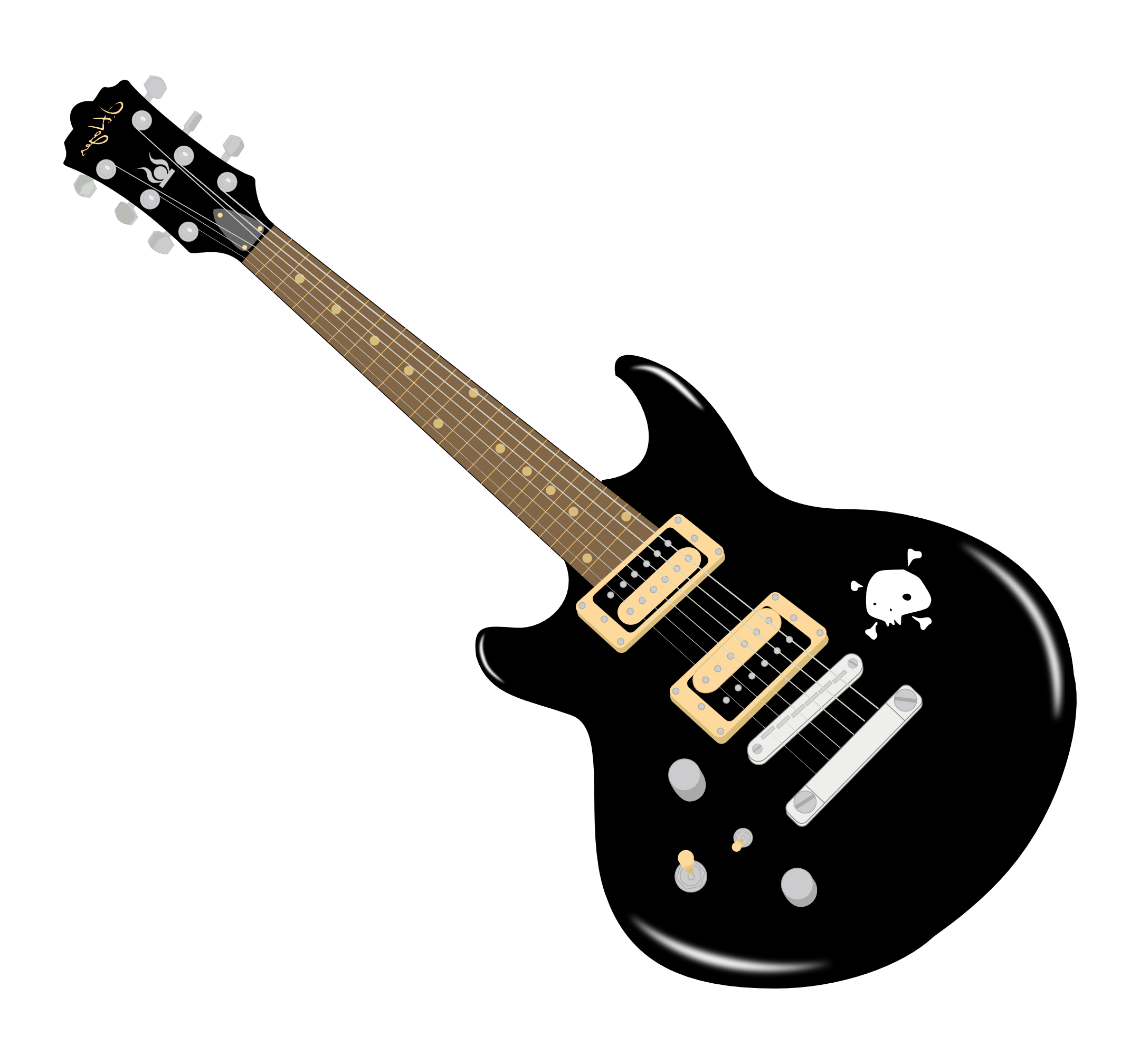 Черная рок-гитара PNG прозрачное изображение