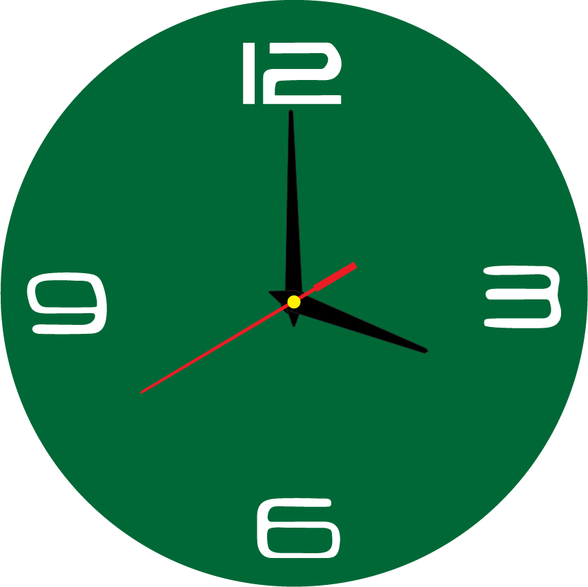 Classic Green Wall Clock PNG Transparent Image