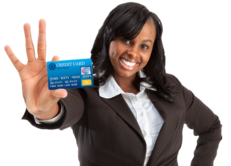 Feminino mão segurando o cartão de crédito PNG imagem transparente