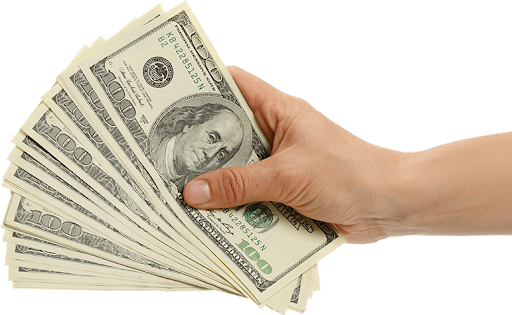 Female Hand Holding Dollars PNG Clipart
