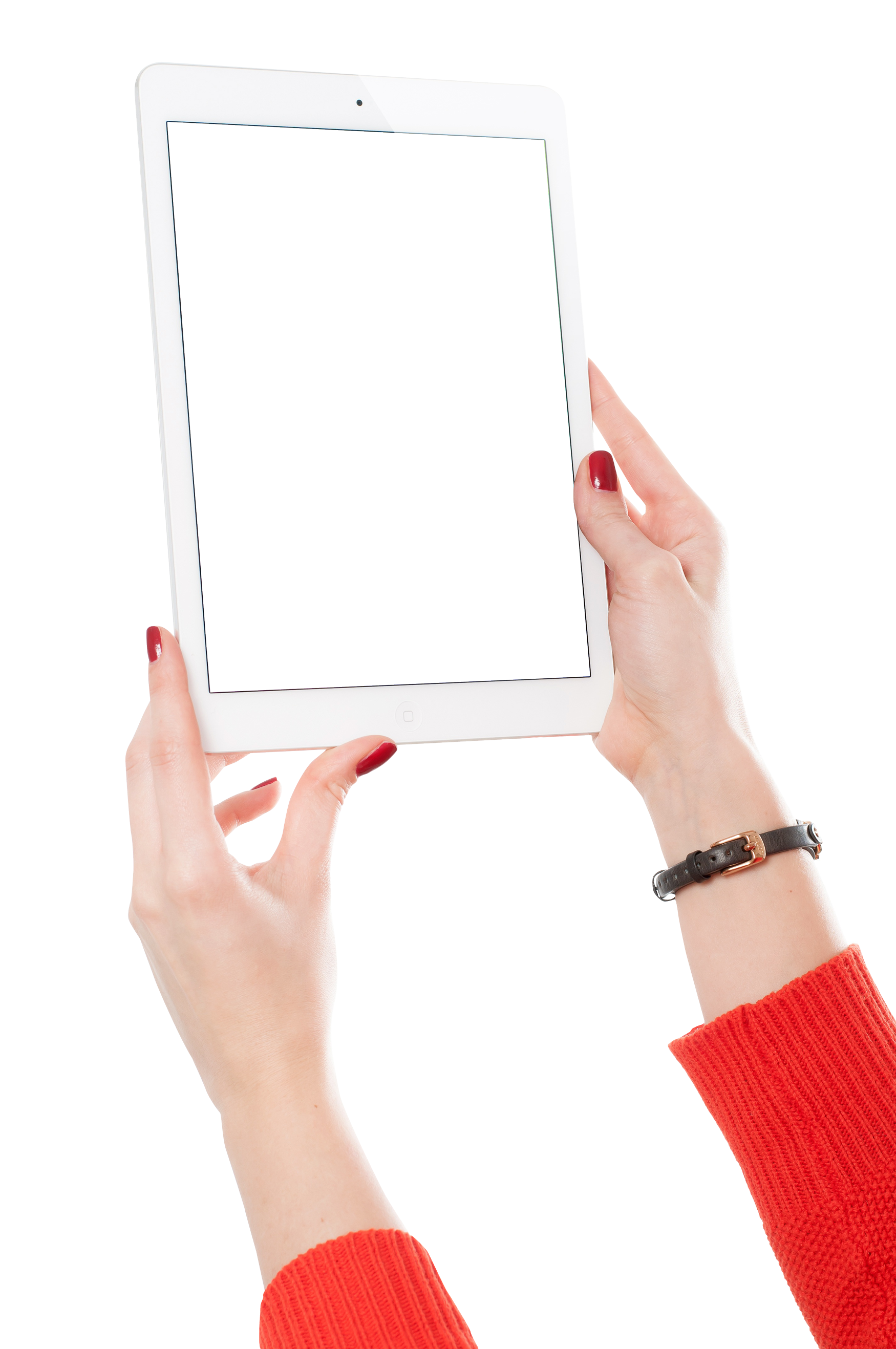 Perempuan memegang tablet PNG gambar