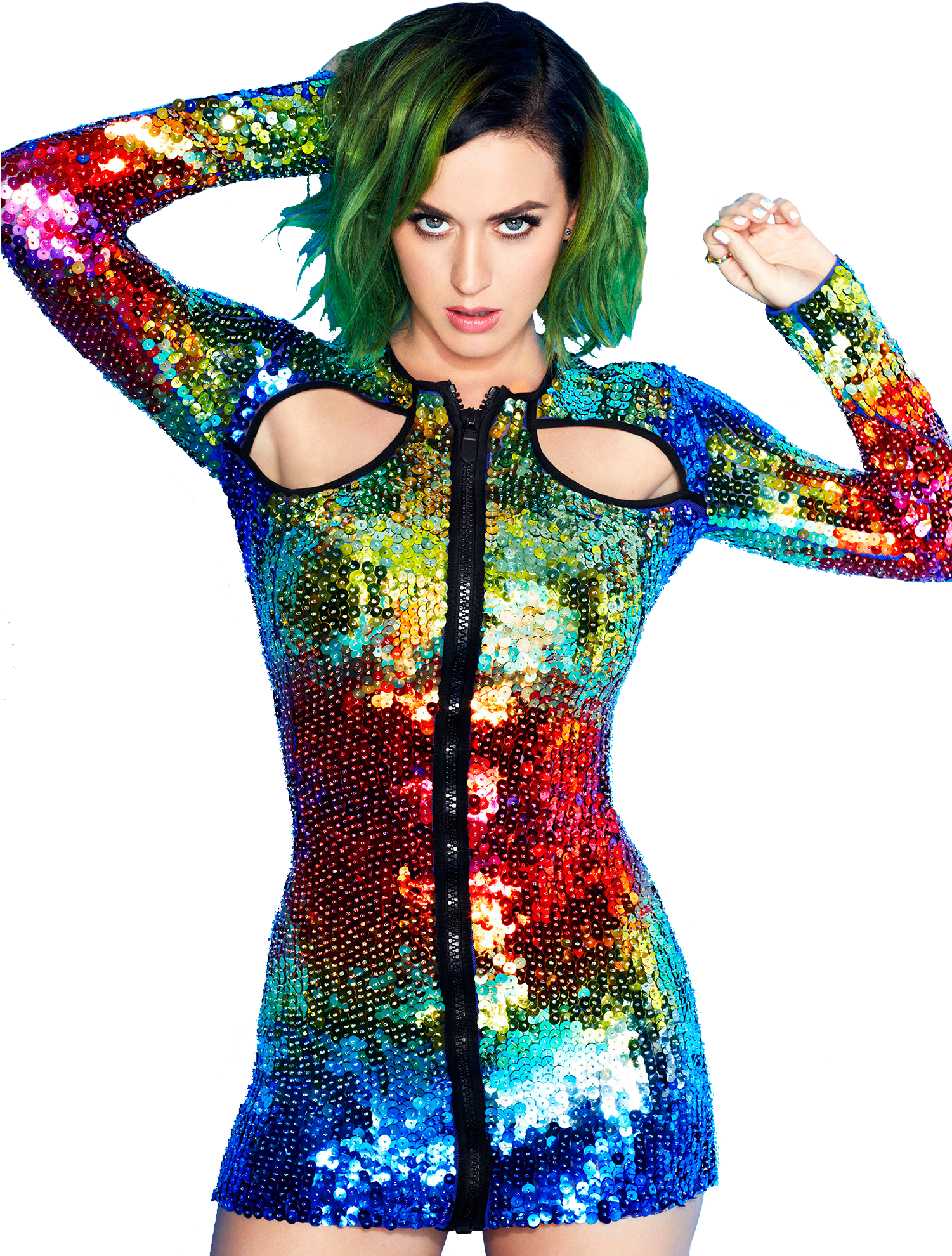 Katy Perry Green Hair PNG arquivo