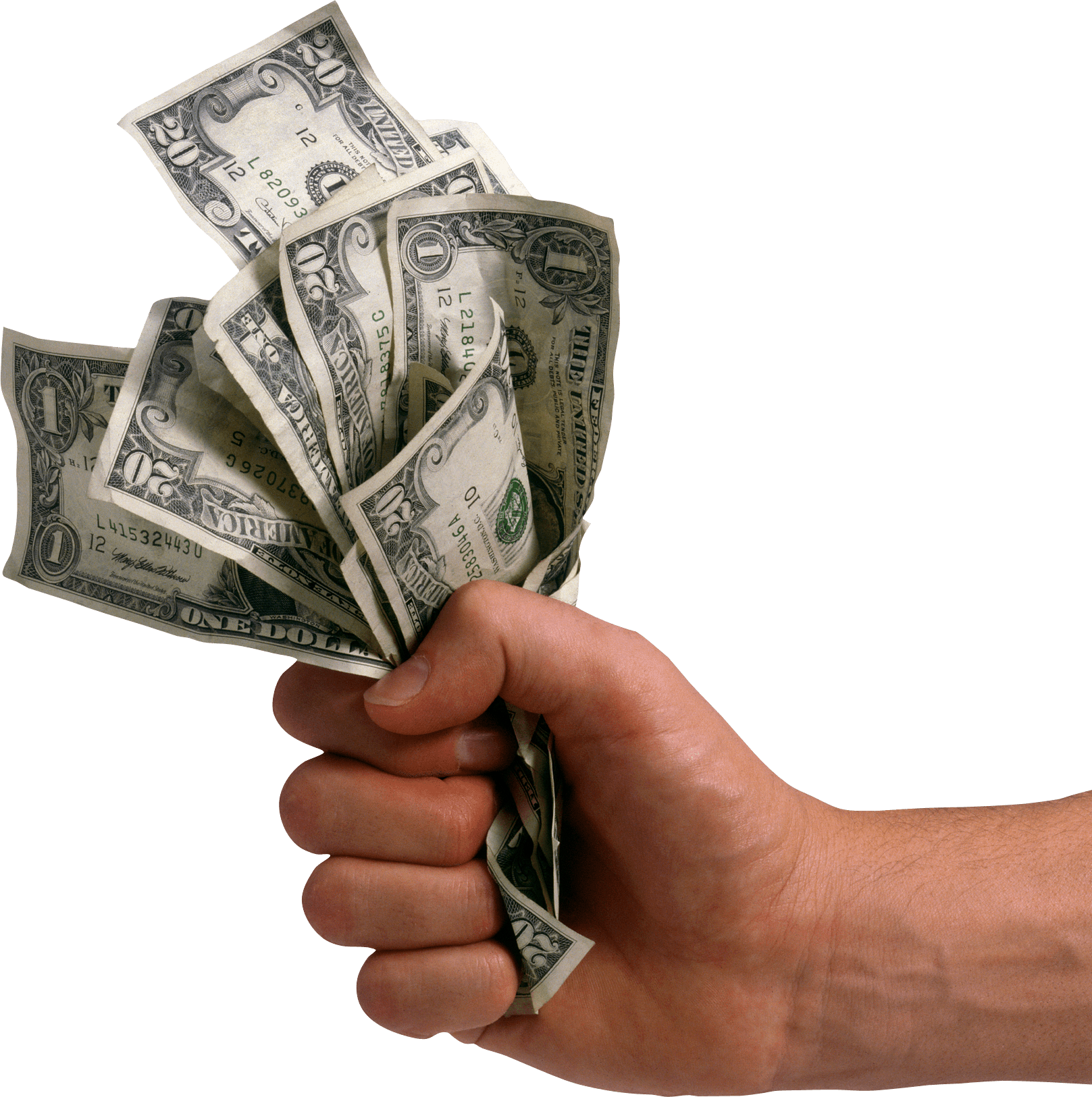 Male Hand Holding Dollars Transparent PNG
