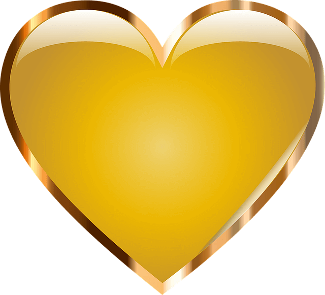 PNG Transparan jantung emas mengkilap