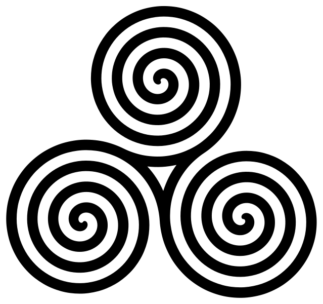 Silhouette Celtic Triple Spiral PNG Transparent Image