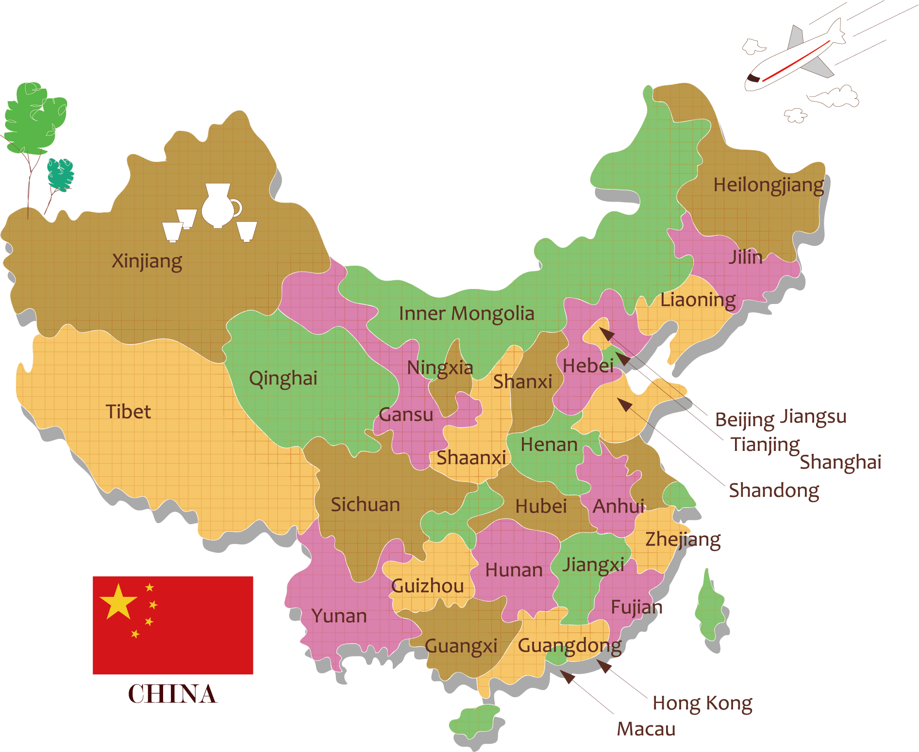 Vector China Karte transparent PNG