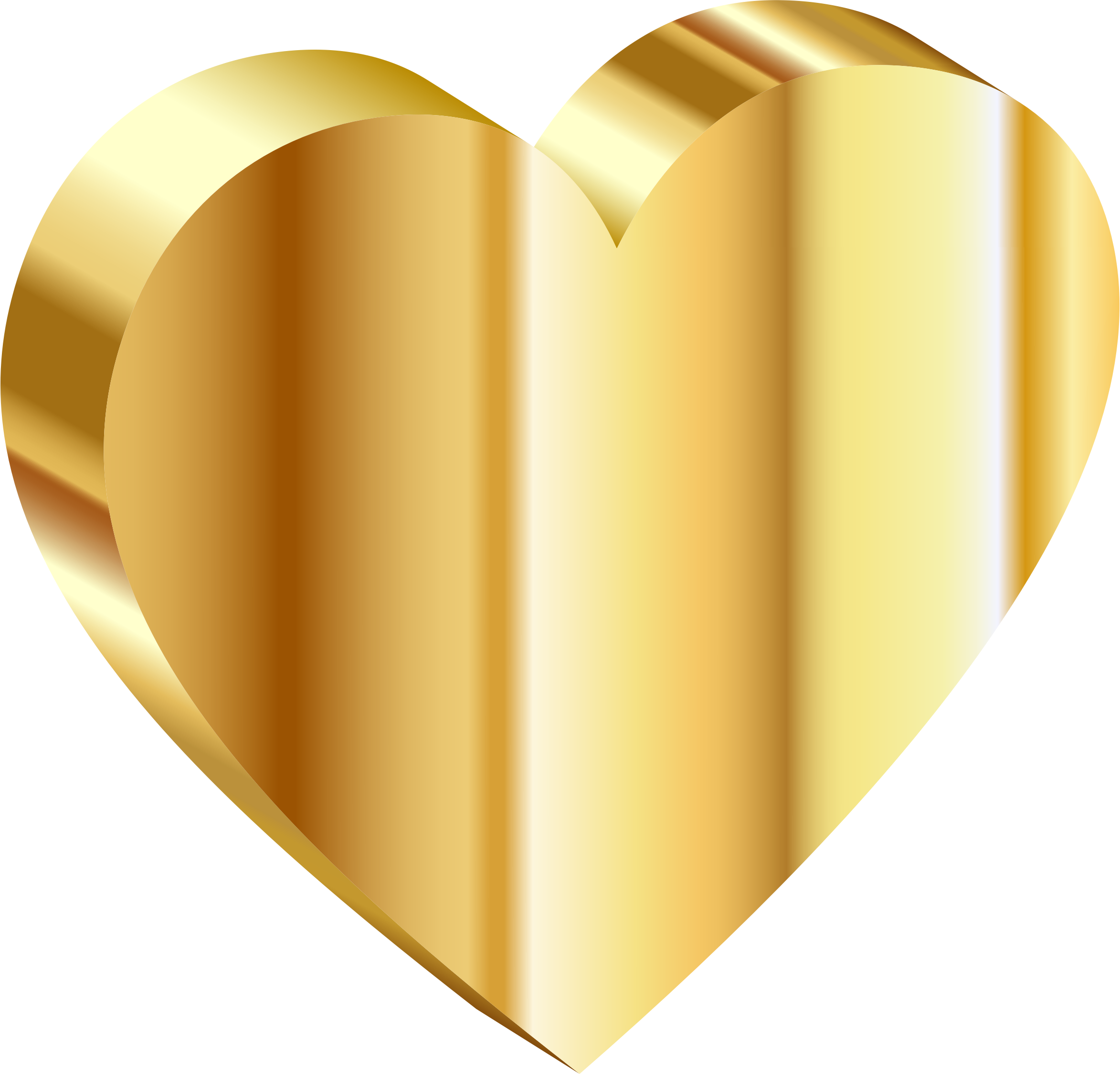 Vektor jantung emas PNG gambar Transparan