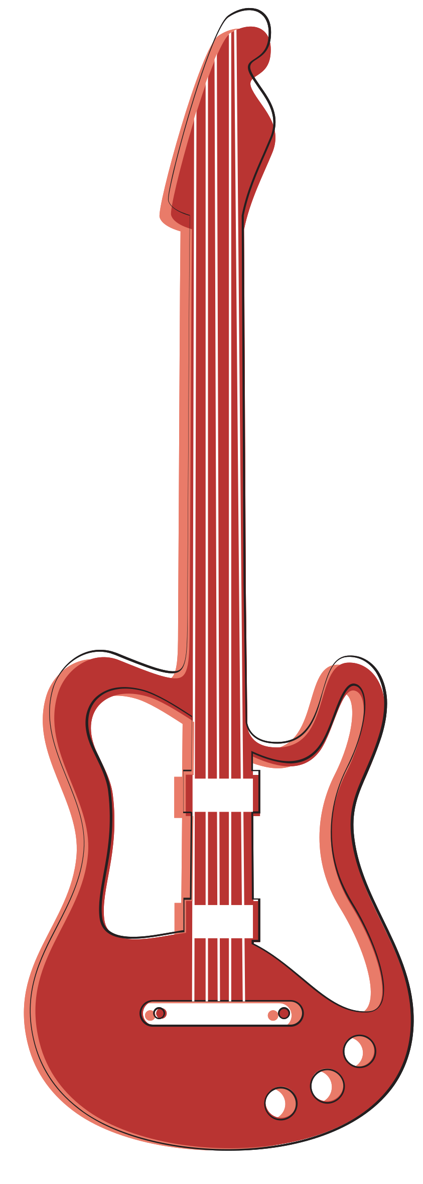 Vector Red Guitar PNG Pic
