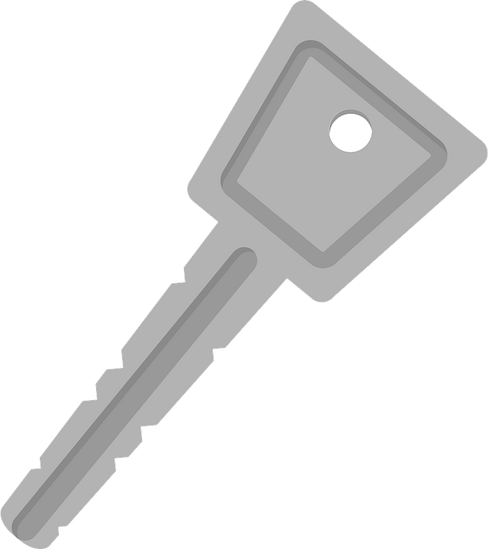 Vector Silver Key PNG Transparent Image