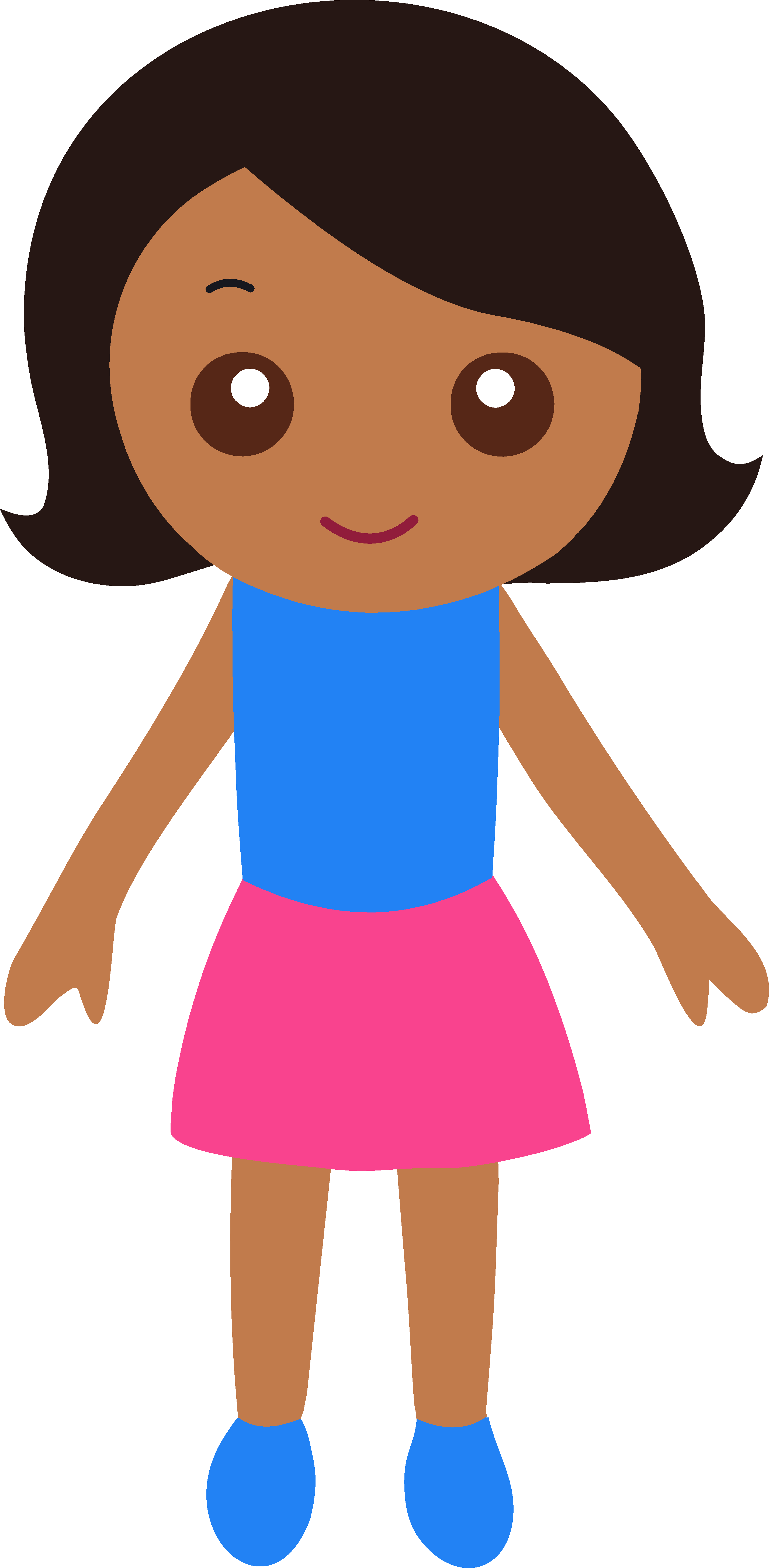 Black Hair Cartoon Character Female PNG Photo