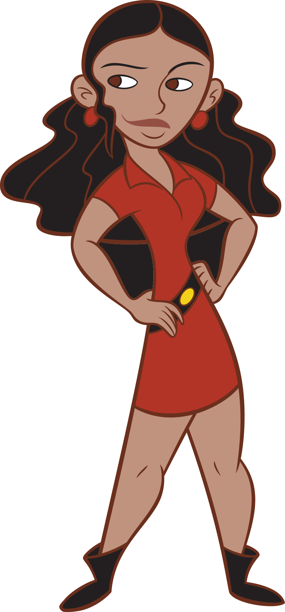 Karakter kartun rambut hitam gambar PNG perempuan