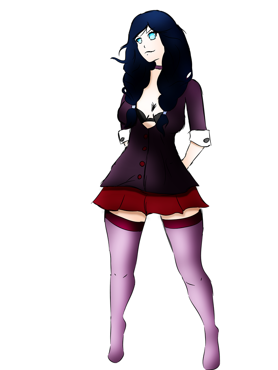 Black Hair Cartoon Character Female Transparent Background