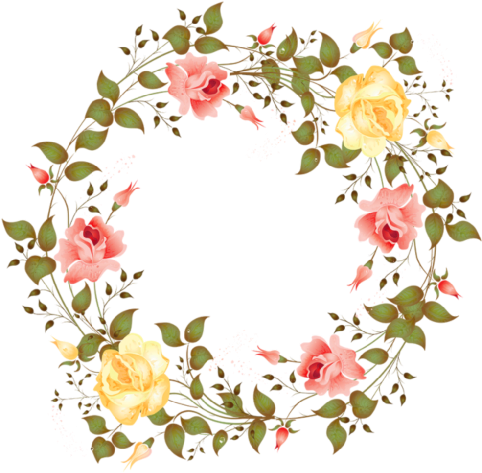 Guirnalda redonda floral PNG imagen transparente