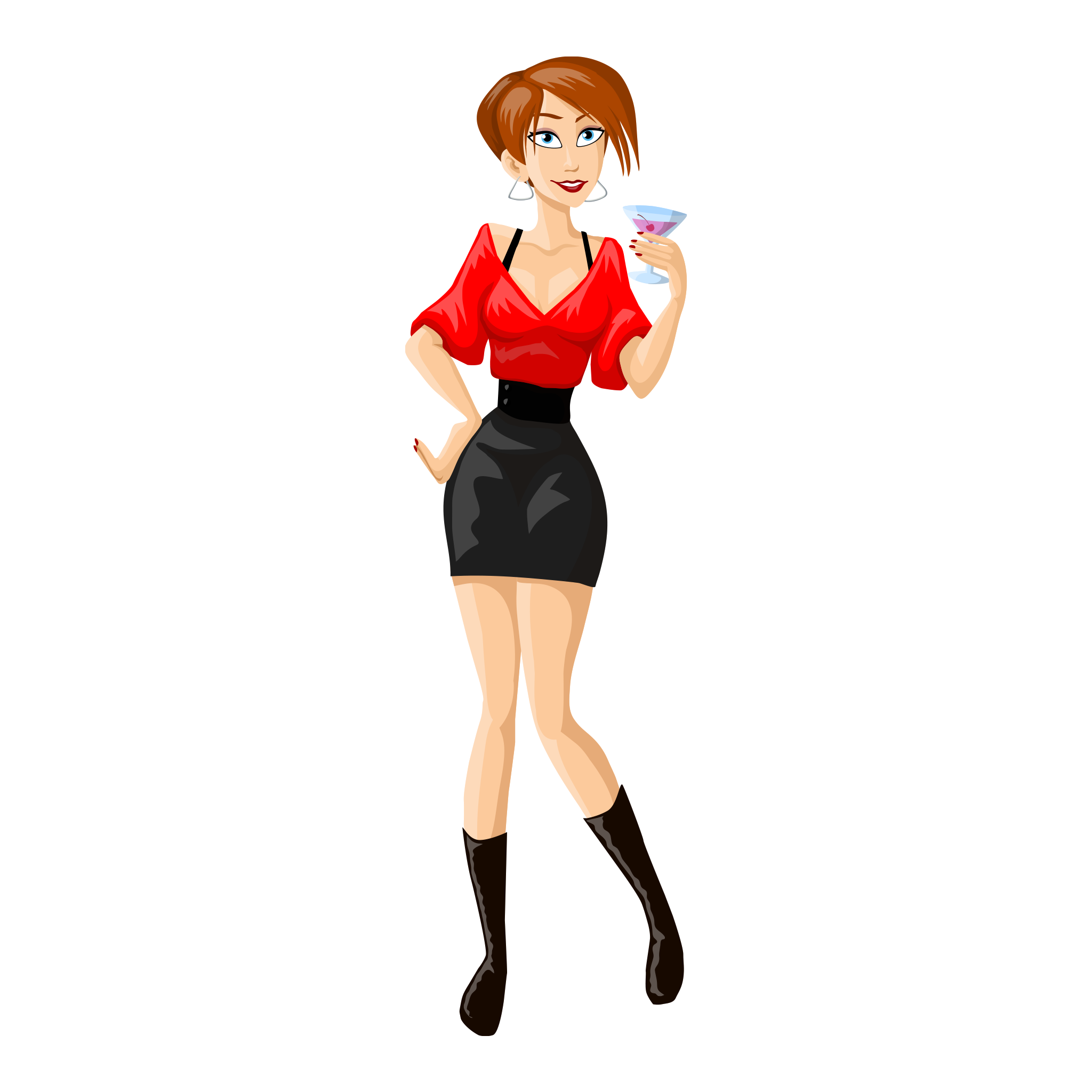Girl Drinking Vector PNG Clipart
