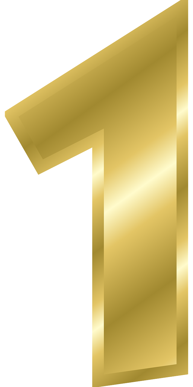 Gold Number 1 PNG Clipart
