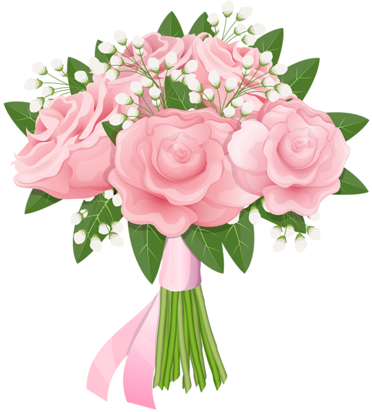 Light Pink Rose Flower Bunch PNG Clipart