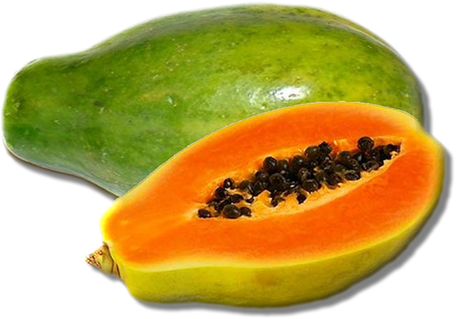 Biologische halve papaja PNG afbeelding
