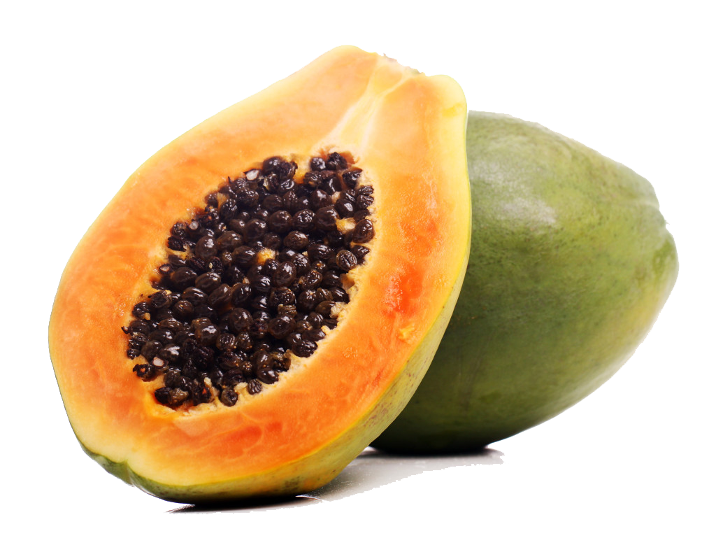 Fondo transparente medio de papaya orgánico