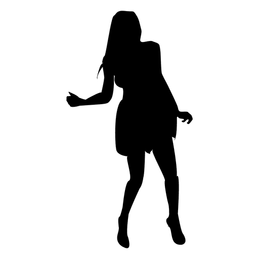 Silhouette Girl Dancing Vector PNG Image