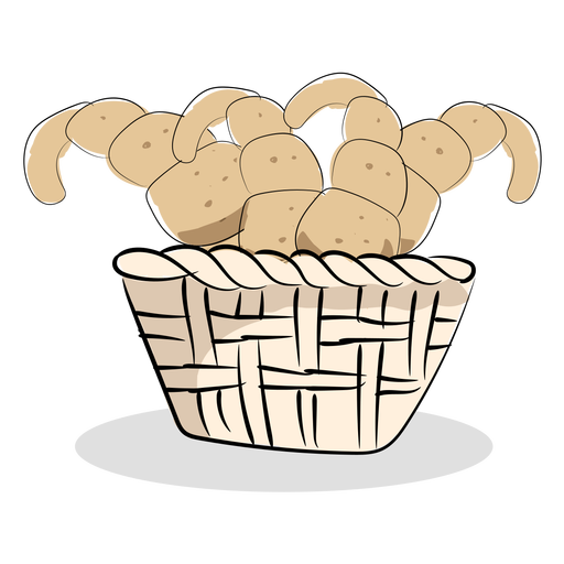 Vector French Bread Basket PNG Image