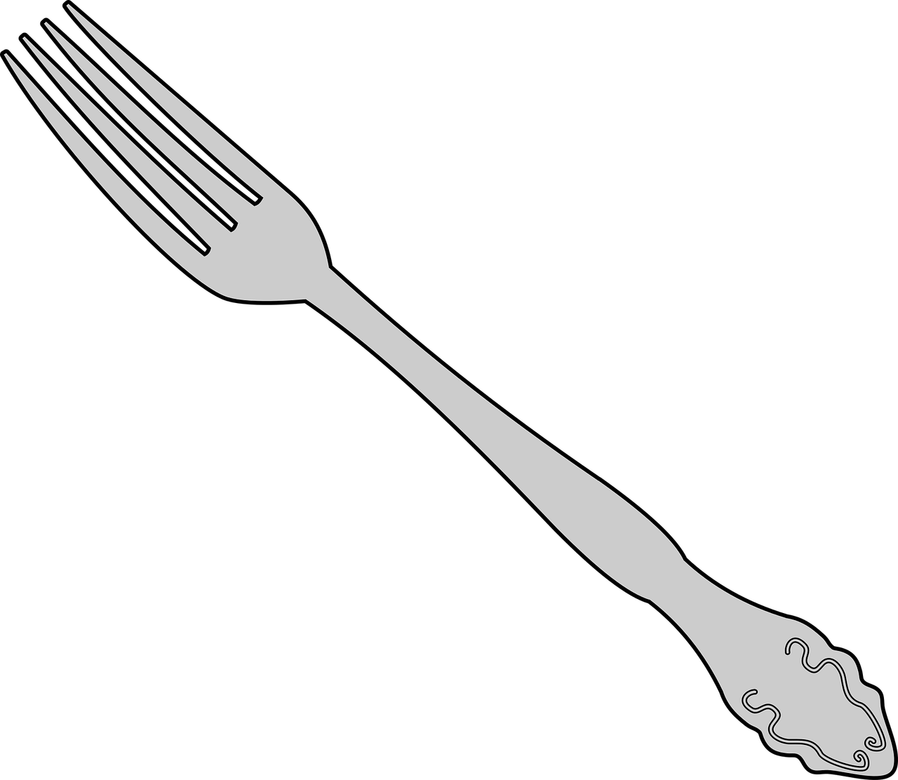 Vector silver fork PNG Image