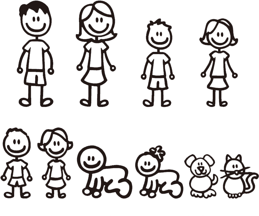Stick Figure Famille PNG isolé HD