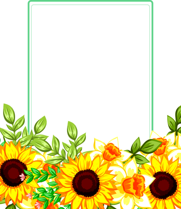 Sunflower Border PNG Isolated Clipart
