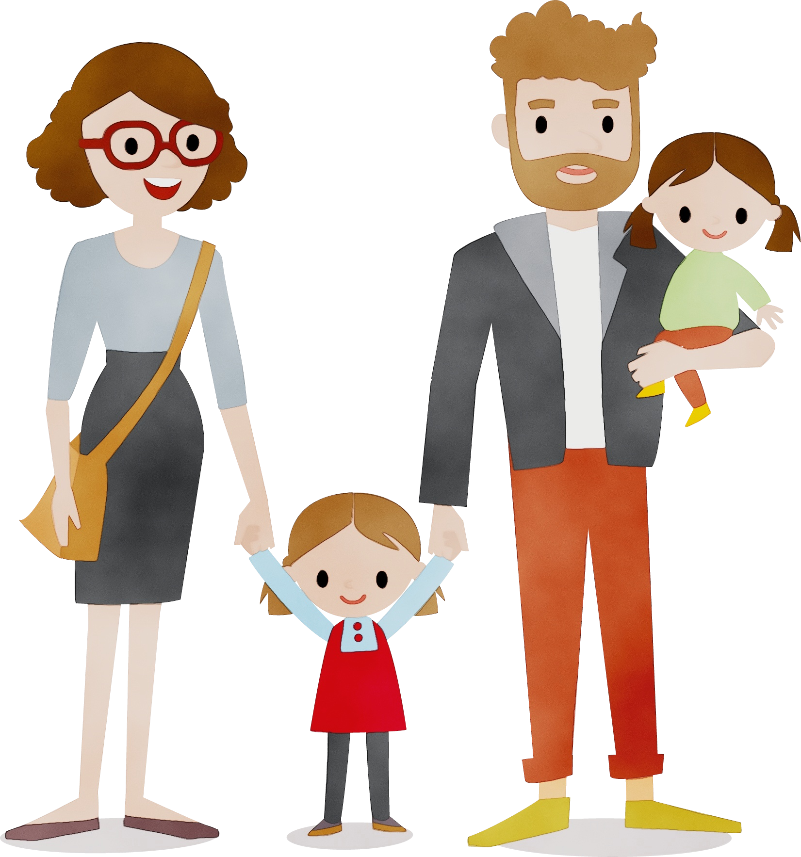 Animated Family Vector PNG Isolated Pic