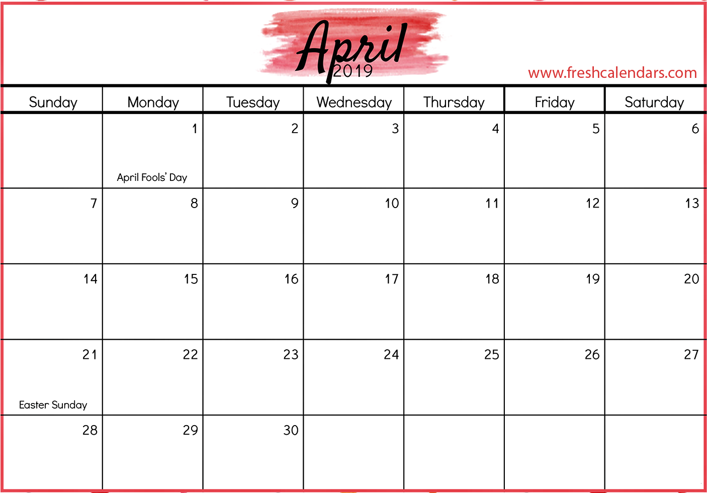April Kalender PNG Pic