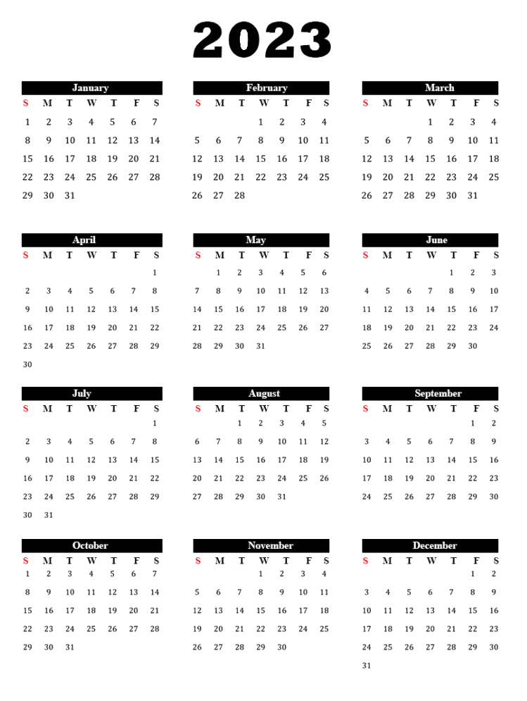 Calendar 2023 PNG Isolated HD