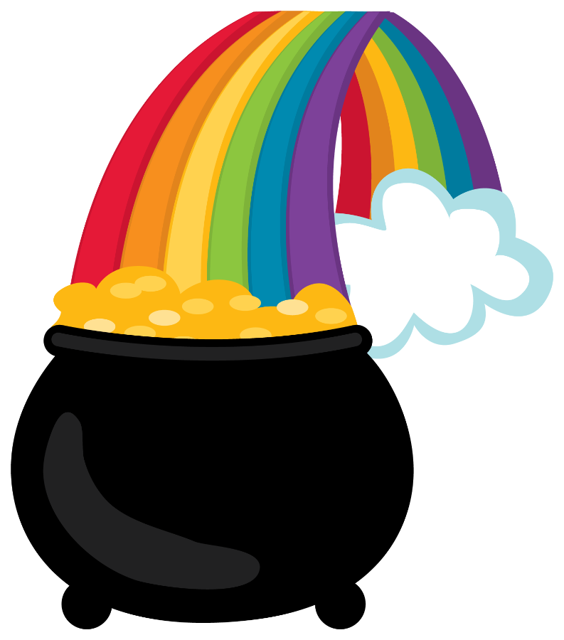 Pot Of Gold Rainbow PNG HD Isolated