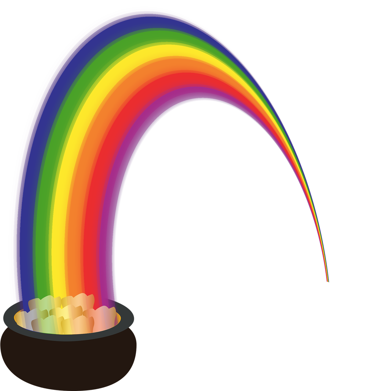 Pot Of Gold Rainbow PNG Isolated HD