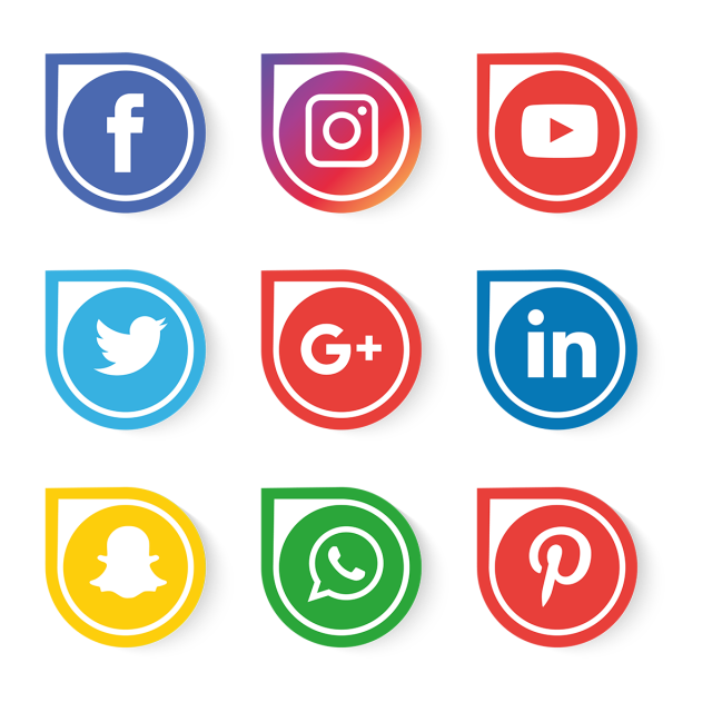 Set di cerchio dei media sociali PNG HD isolato