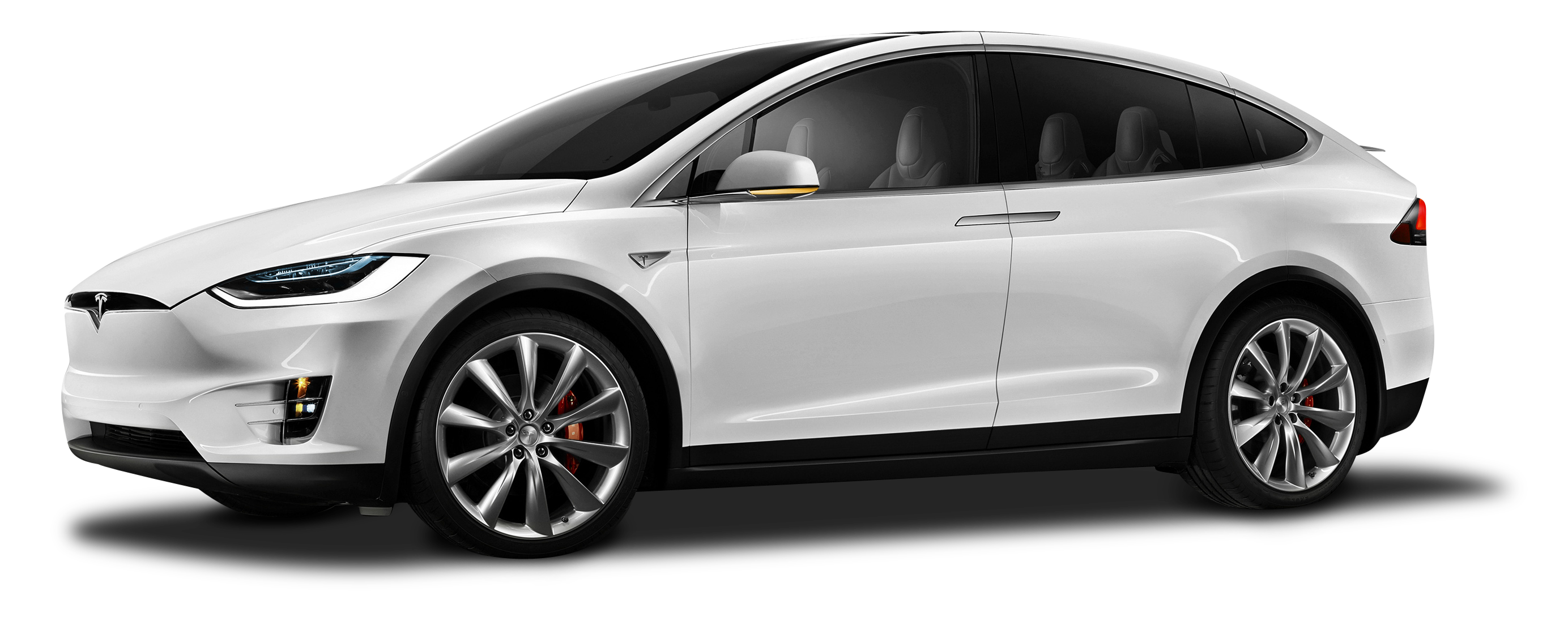 Beyaz Tesla araba PNG Izole dosya